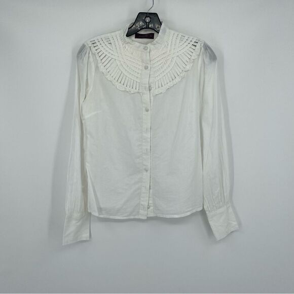 Stradivarius Women’s Button Front High Neck Long Sleeve Shirt size S - Picture 1 of 3